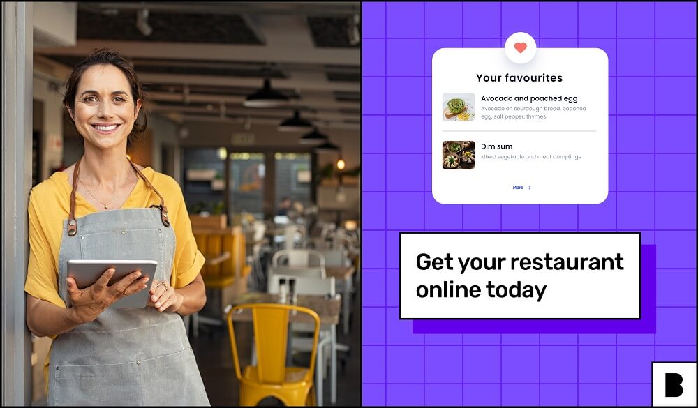 Female restaurant owner having a tablet in her hands