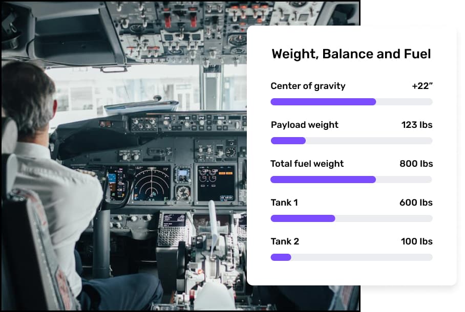 A concept of fleet maintenance with a software interface showcasing a pilot's cockpit in the background