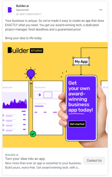 Builder.ai facebook ad