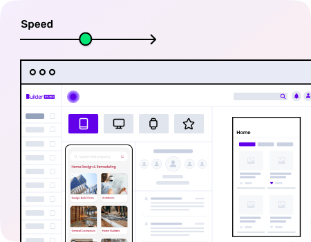 Builder Studio dashboard highlighting real estate app screen