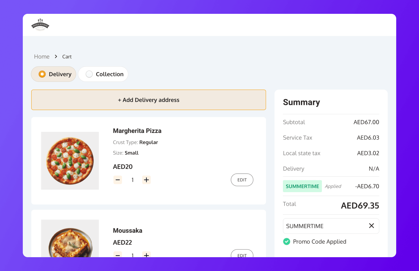 Builder Studio Store restaurant guest checkout page