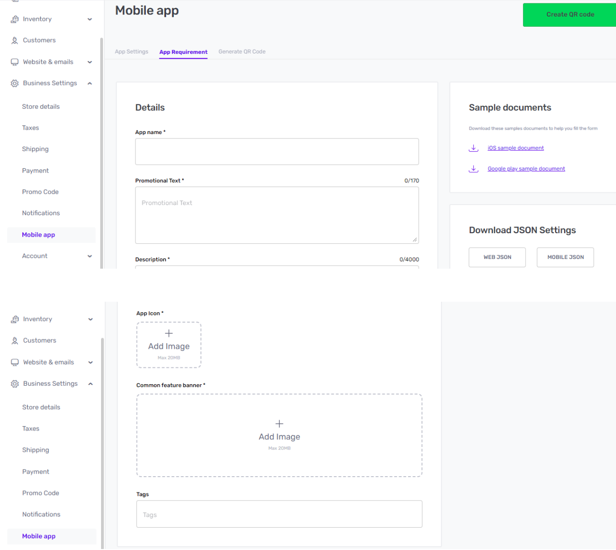 configure business settings