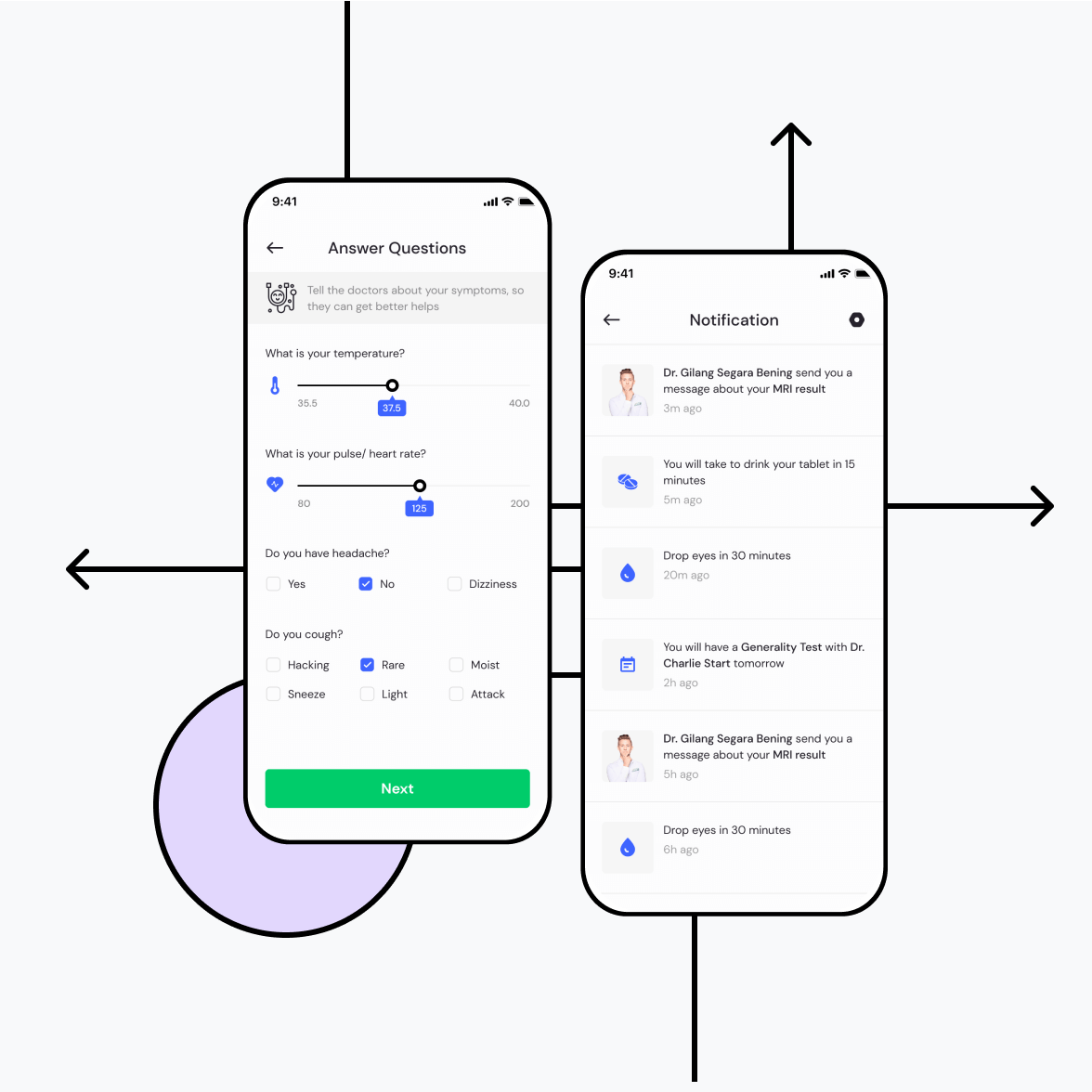 Dental app notification screen