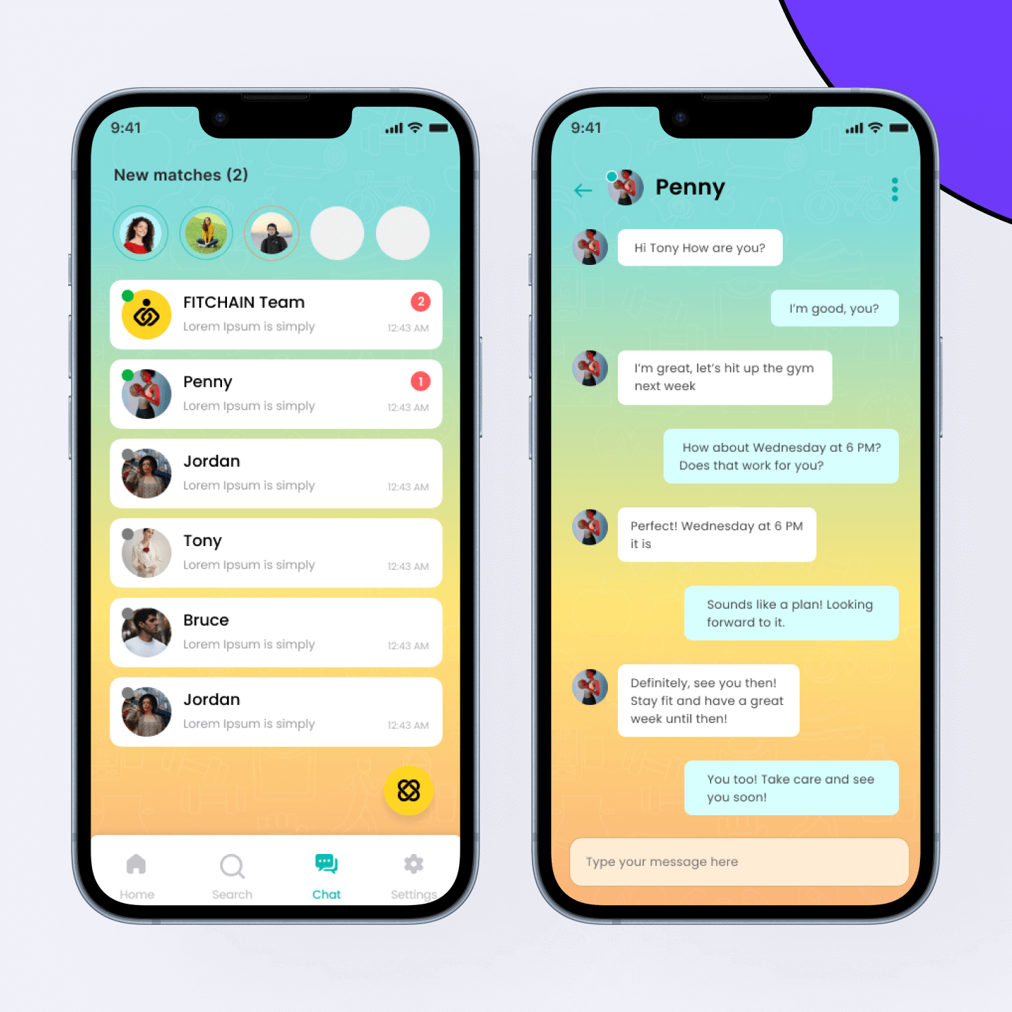 fitchain message and chat