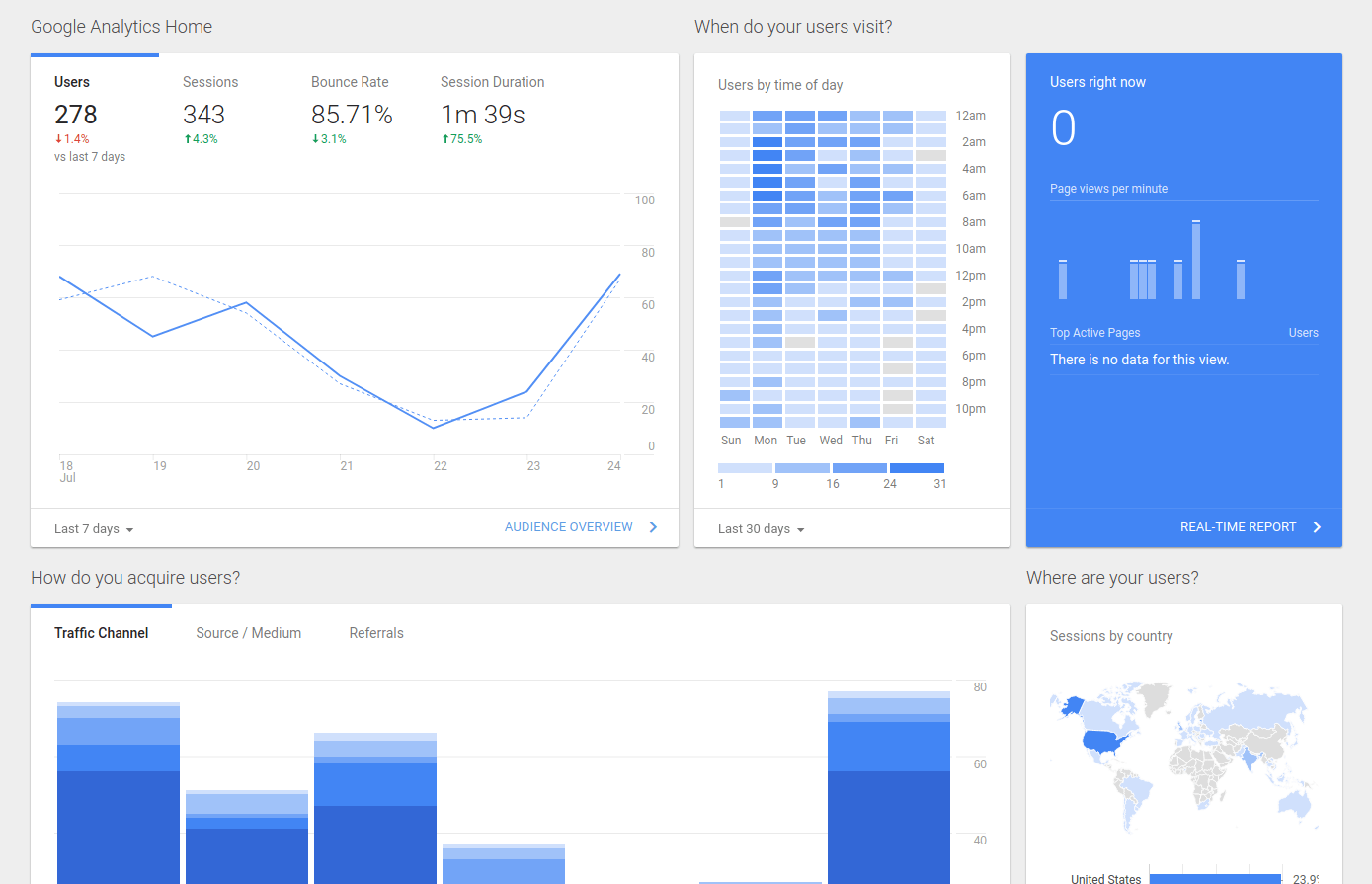 Google Analytics dashboard.