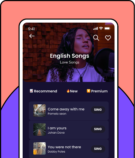 Karaoke app screen