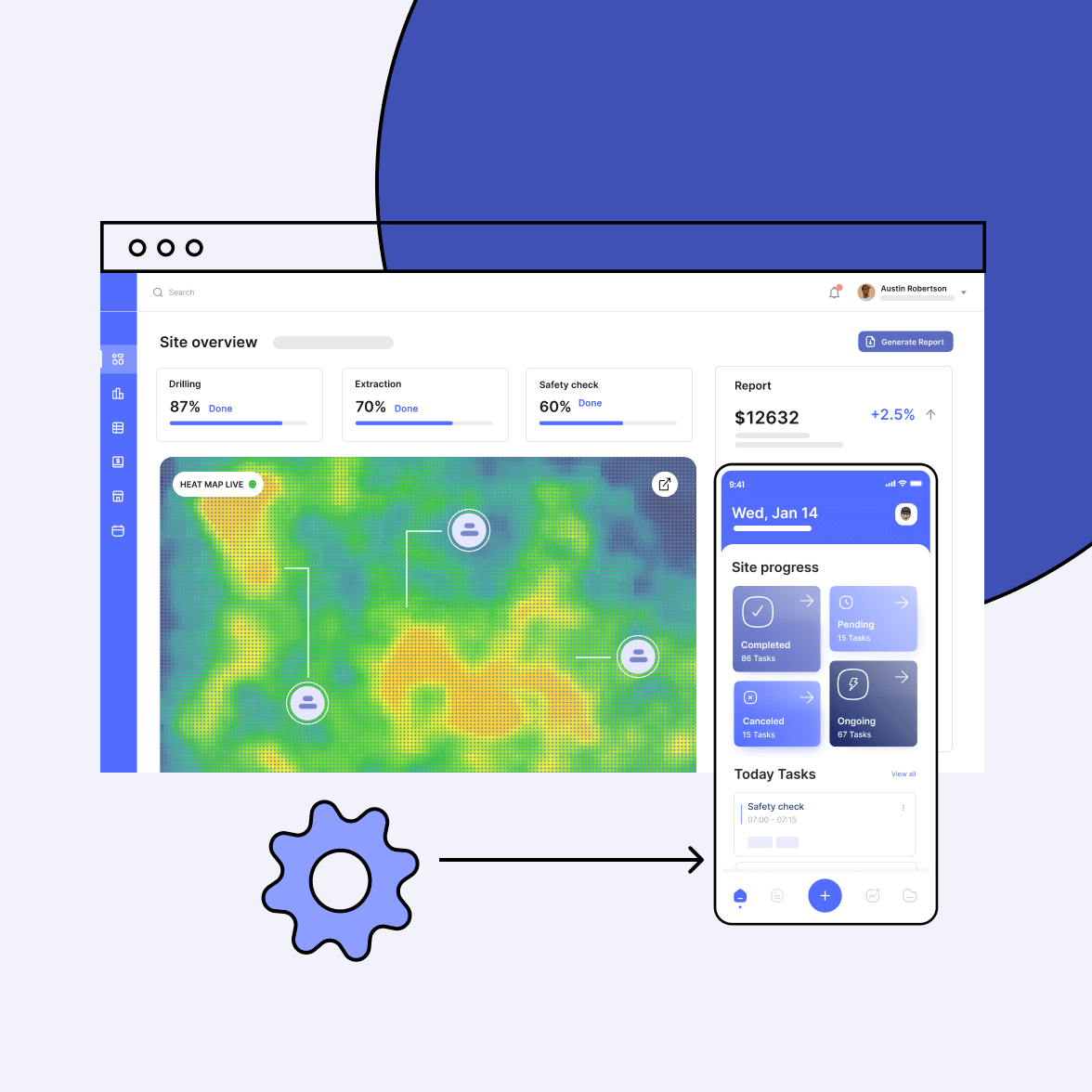 Oil and gas industry software (desktop and mobile) screens