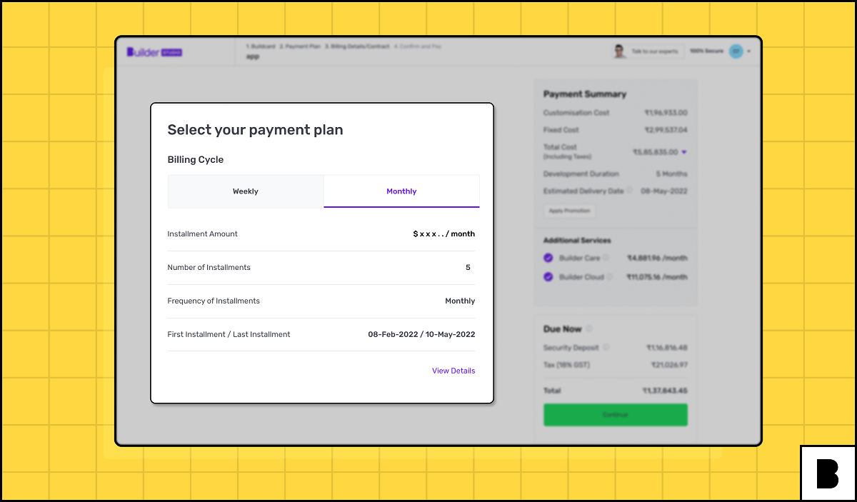 Selecting your payment plan