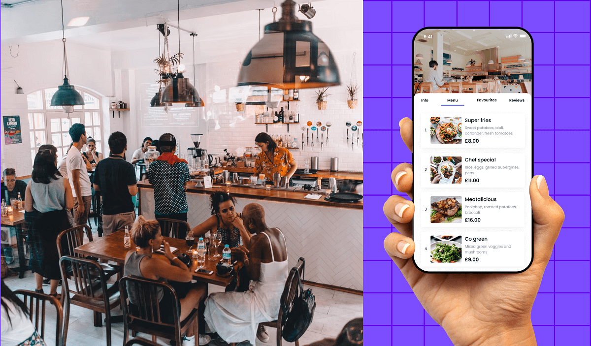 Restaurant ordering app screens