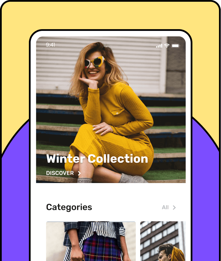 Retail app screen for apparel brand