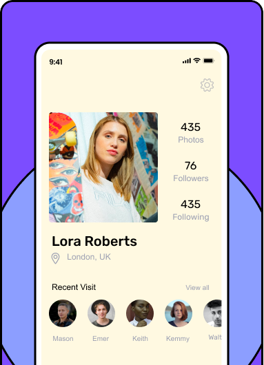 Social media app screen