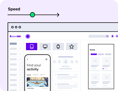 A concept of speedy fitness app development highlighting the Builder Studio dashboard